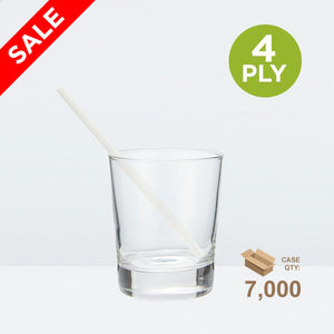 Short Paper Sipping Straw, Solid White, 146mm 4-Ply (5.75")